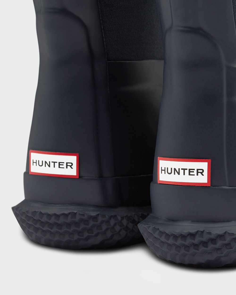 Kalosze Śnieżne Dziecięce - Hunter Original Duże Insulated Roll Top Sherpa - Granatowe - TRMJ-61294